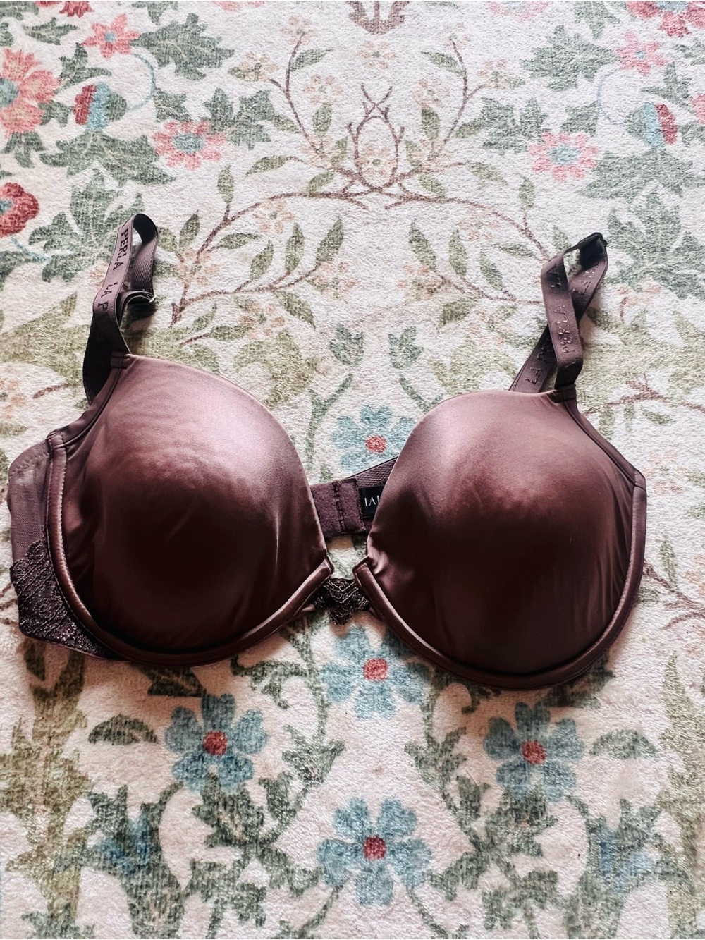 La Perla Brown Satin Lace Bra 34E